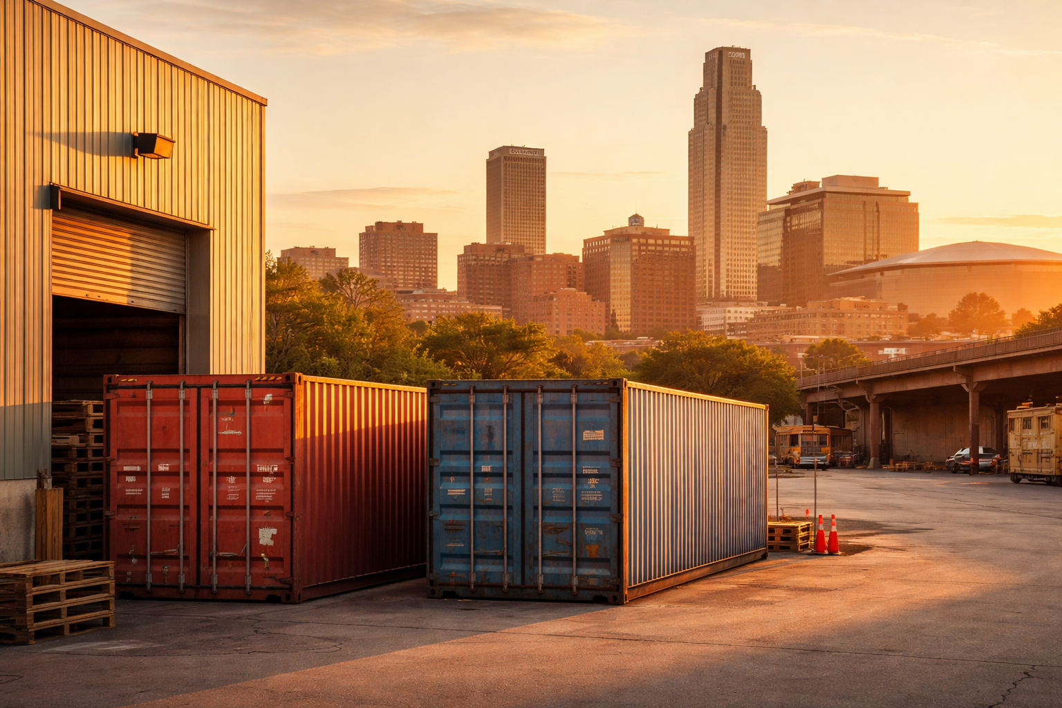 Shipping containers at a warehouse in Omaha, NE Shipping Containers in Omaha, NE