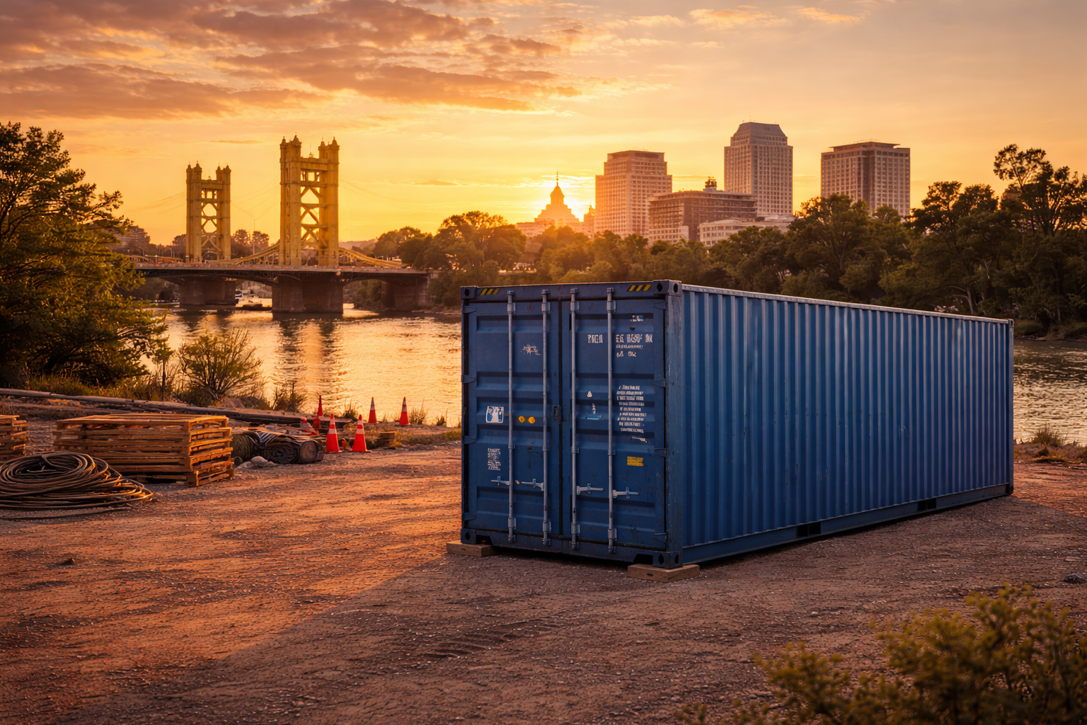 Sacramento Rental Shipping Container as Sunset