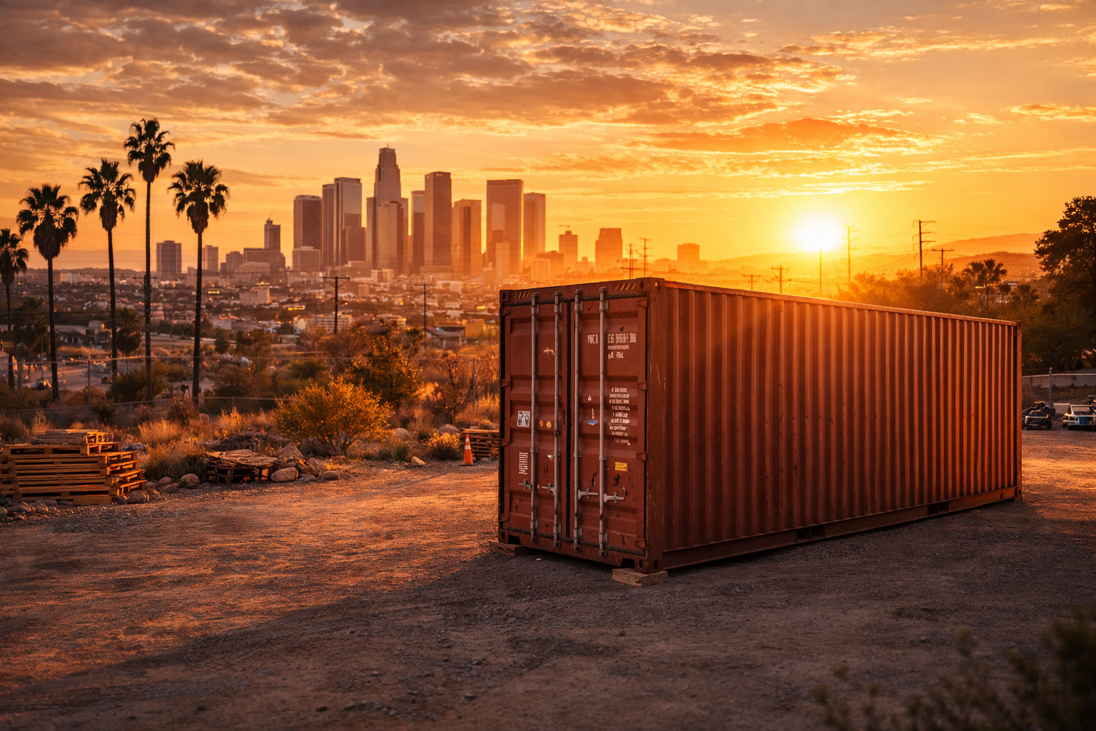 Shipping container near downtown Los Angeles